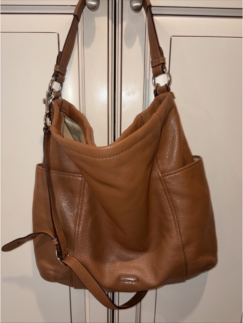 Coach Brown Pebbled Leather Park Hobo Shoulder Bag F31323 Crossbody Purse